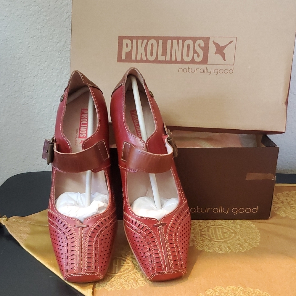 🦋NIB Pikolinos Red Leather Mary Jane Shoes - Picture 5 of 16